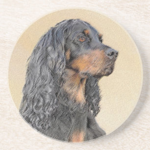 Gordon Setter Painting - Cute Original Dog Art Coaster