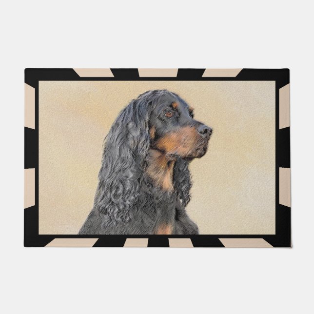 Gordon Setter Painting - Cute Original Dog Art Doormat (Front)