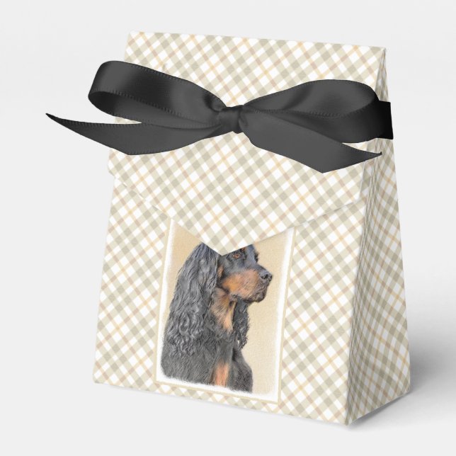 Gordon Setter Painting - Cute Original Dog Art Favour Box (Front Side)
