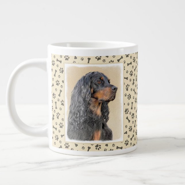 Gordon Setter Painting - Cute Original Dog Art Large Coffee Mug (Left)