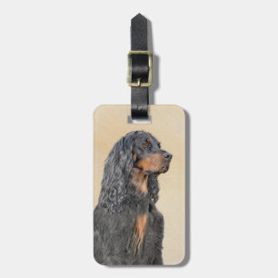 Gordon Setter Painting - Cute Original Dog Art Luggage Tag