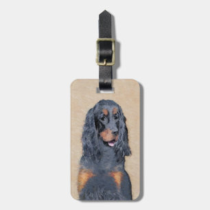Gordon Setter Painting - Cute Original Dog Art Luggage Tag