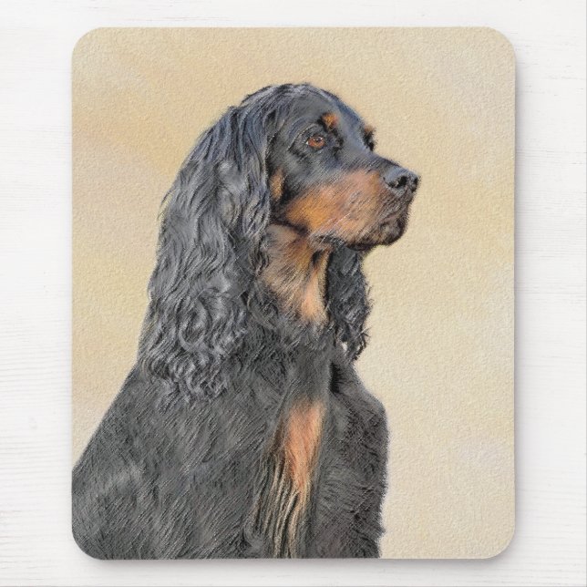 Gordon Setter Painting - Cute Original Dog Art Mouse Mat (Front)