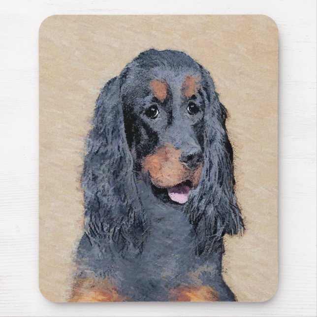 Gordon Setter Painting - Cute Original Dog Art Mouse Mat (Front)
