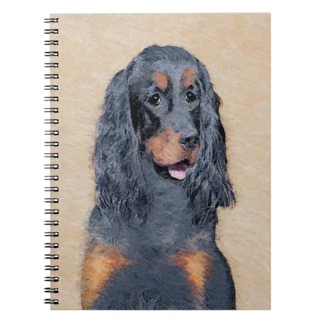 Gordon Setter Painting - Cute Original Dog Art Notebook (Front)