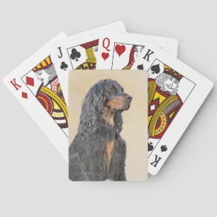 Gordon Setter Painting - Cute Original Dog Art Playing Cards