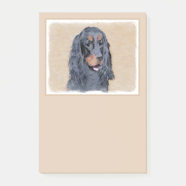 Gordon Setter Painting - Cute Original Dog Art Post-it Notes (Front)