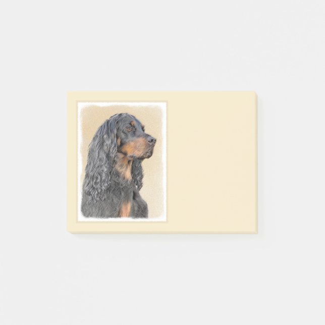Gordon Setter Painting - Cute Original Dog Art Post-it Notes (Front)