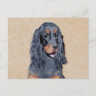 Gordon Setter Painting - Cute Original Dog Art Postcard