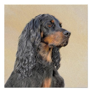 Gordon Setter Painting - Cute Original Dog Art Poster