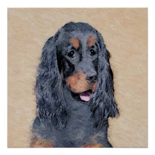 Gordon Setter Painting - Cute Original Dog Art Poster