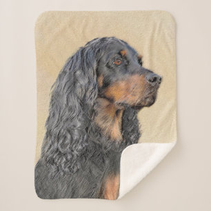 Gordon Setter Painting - Cute Original Dog Art Sherpa Blanket
