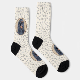 Gordon Setter Painting - Cute Original Dog Art Socks