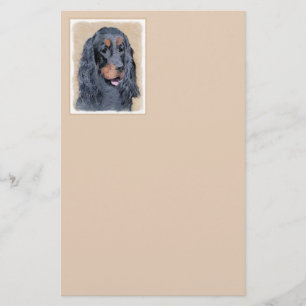 Gordon Setter Painting - Cute Original Dog Art Stationery