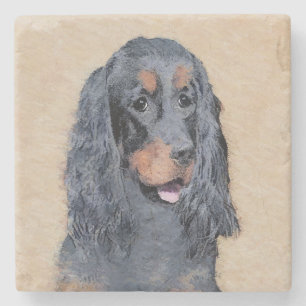 Gordon Setter Painting - Cute Original Dog Art Stone Coaster