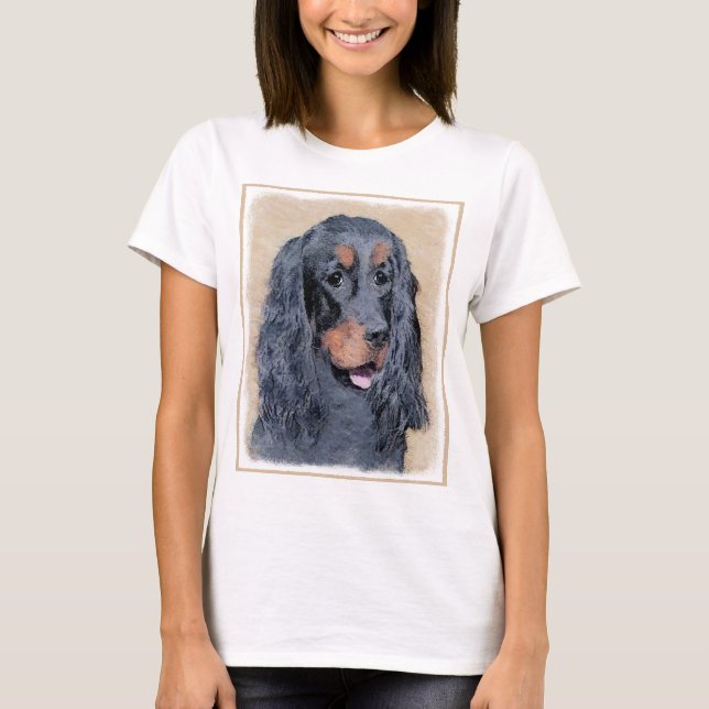 Gordon Setter Painting - Cute Original Dog Art T-Shirt (Front)