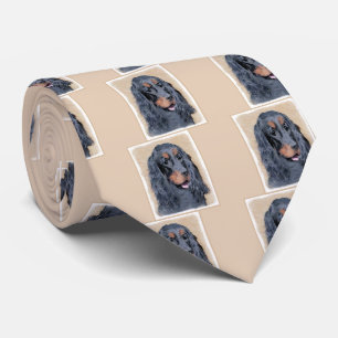 Gordon Setter Painting - Cute Original Dog Art Tie