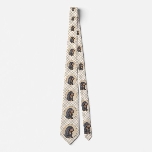 Gordon Setter Painting - Cute Original Dog Art Tie (Front)