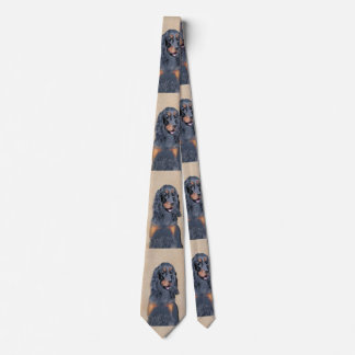 Gordon Setter Painting - Cute Original Dog Art Tie