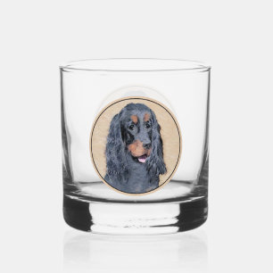 Gordon Setter Painting - Cute Original Dog Art Whiskey Glass