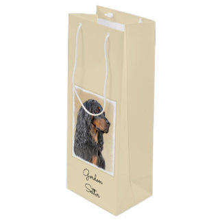Gordon Setter Painting - Cute Original Dog Art Wine Gift Bag