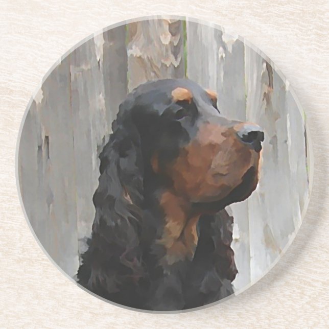 Gordon Setter Painting Sandstone Coaster (Front)