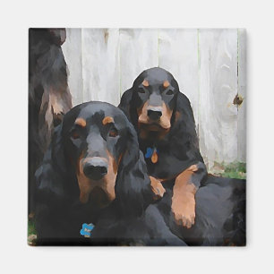 Gordon Setter Pals Painting on a Magnet