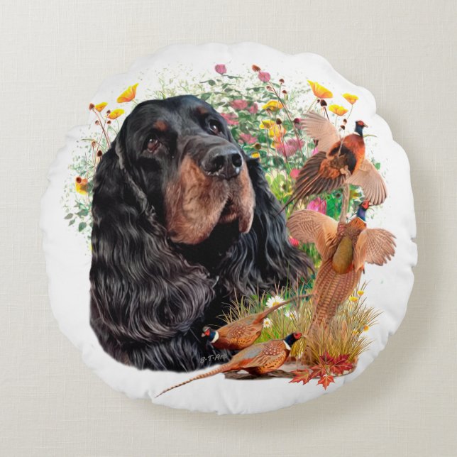 Gordon Setter  Round Cushion (Front)