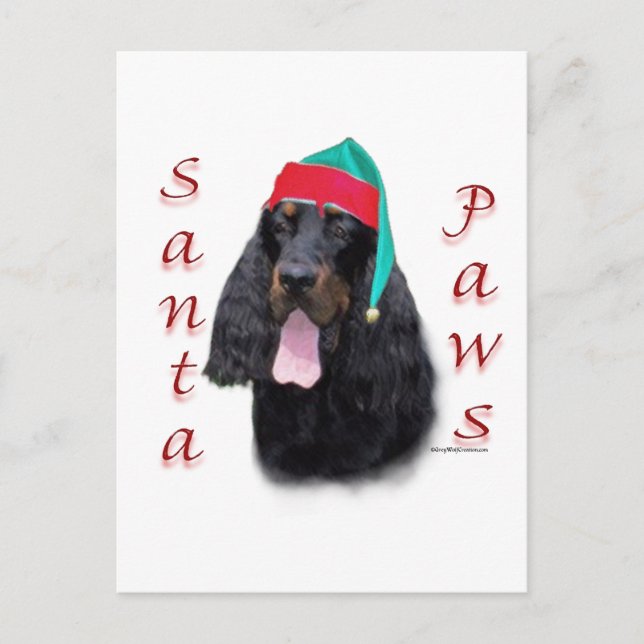 Gordon Setter Santa Paws Holiday Postcard (Front)