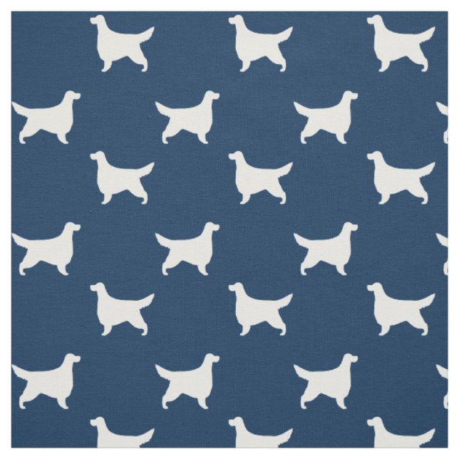 Gordon Setter Silhouettes Pattern Blue and White Fabric (Swatch)