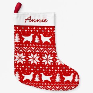 Gordon Setter Silhouettes Pattern Red and White Small Christmas Stocking