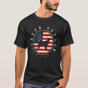 Gordon Setter Usa Flag 4th July Dog Mum Dad T-Shirt