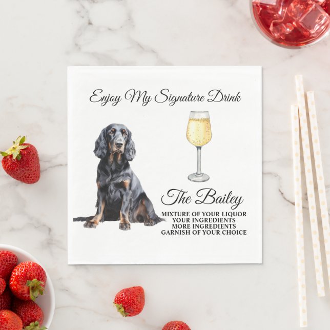 Gordon Setter Wedding Signature Drink Napkins (Insitu)