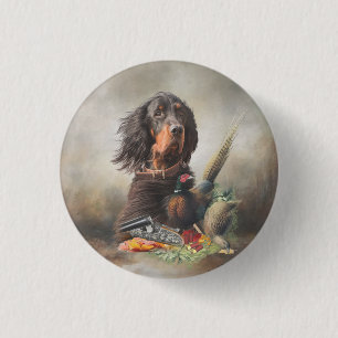 Gordon setter with pheasants, Art     3 Cm Round Badge