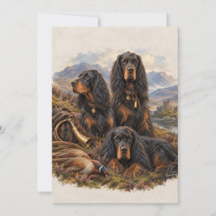 Gordon setter with pheasants, Art Invitation