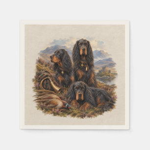 Gordon setter with pheasants, Art Napkin