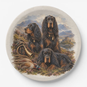Gordon setter with pheasants, Art Paper Plate