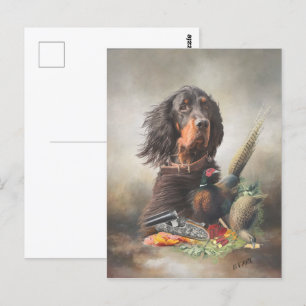 Gordon setter with pheasants, Art   Postcard
