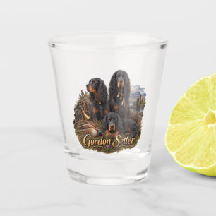 Gordon setter with pheasants, Art Shot Glass