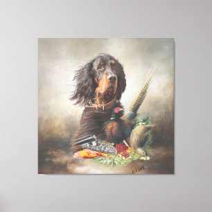 Gordon Setters , Passion for Birds , Art Canvas Print