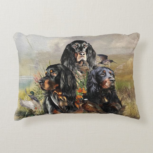Gordon Setters , Passion for Birds , Art Decorative Cushion (Front)