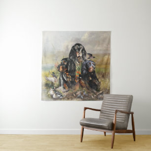Gordon Setters , Passion for Birds , Art Tapestry