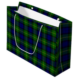Gordon tartan blue green plaid large gift bag