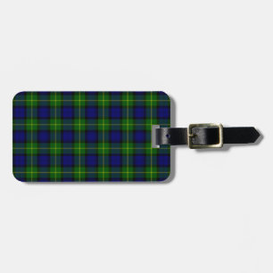 Gordon tartan blue green plaid luggage tag