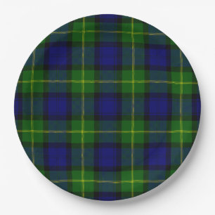 Gordon tartan blue green plaid paper plate