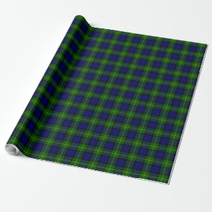 Gordon tartan blue green plaid wrapping paper