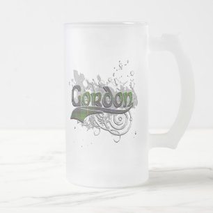 Gordon Tartan Grunge Frosted Glass Beer Mug