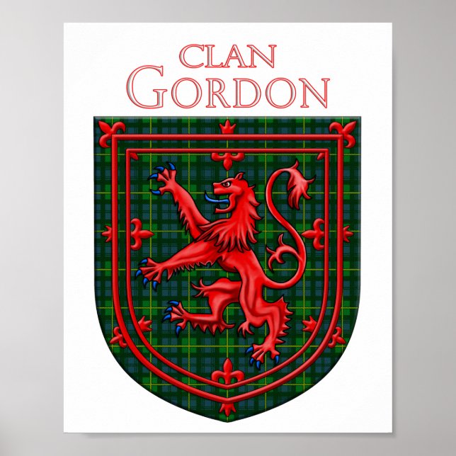 Gordon Tartan Scottish Plaid Lion Rampant Poster (Front)