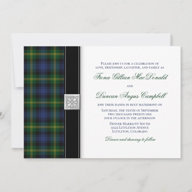 Gordon Tartan Wedding Invitation (Front)