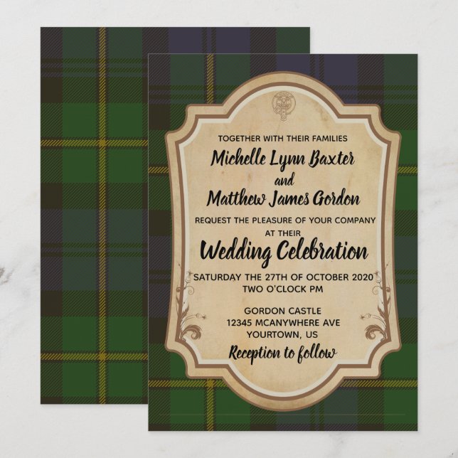 Gordon Tartan Wedding Invitation (Front/Back)